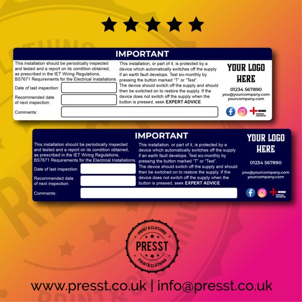 Combined EICR / RCD Test Stickers Thumbnail