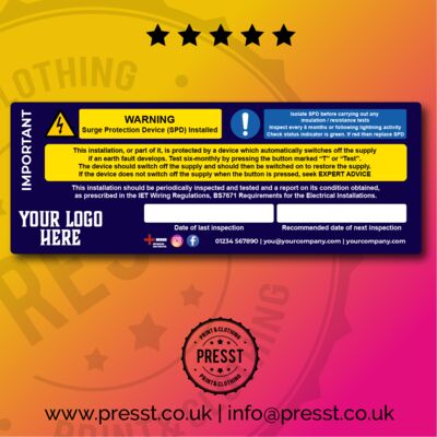 Combined EICR / RCD / SPD Test Stickers Thumbnail